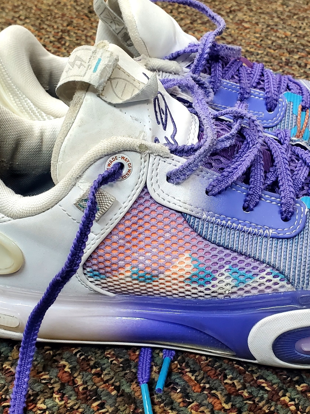Way Of Wade Purple and White Mesh Athletic Sneakers with Multi-Color Accents